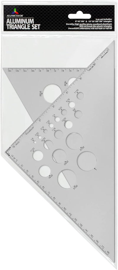 Triángulo dibujo aluminio 8 y 10 pulg set 2 pzas 30/60 y 45/90