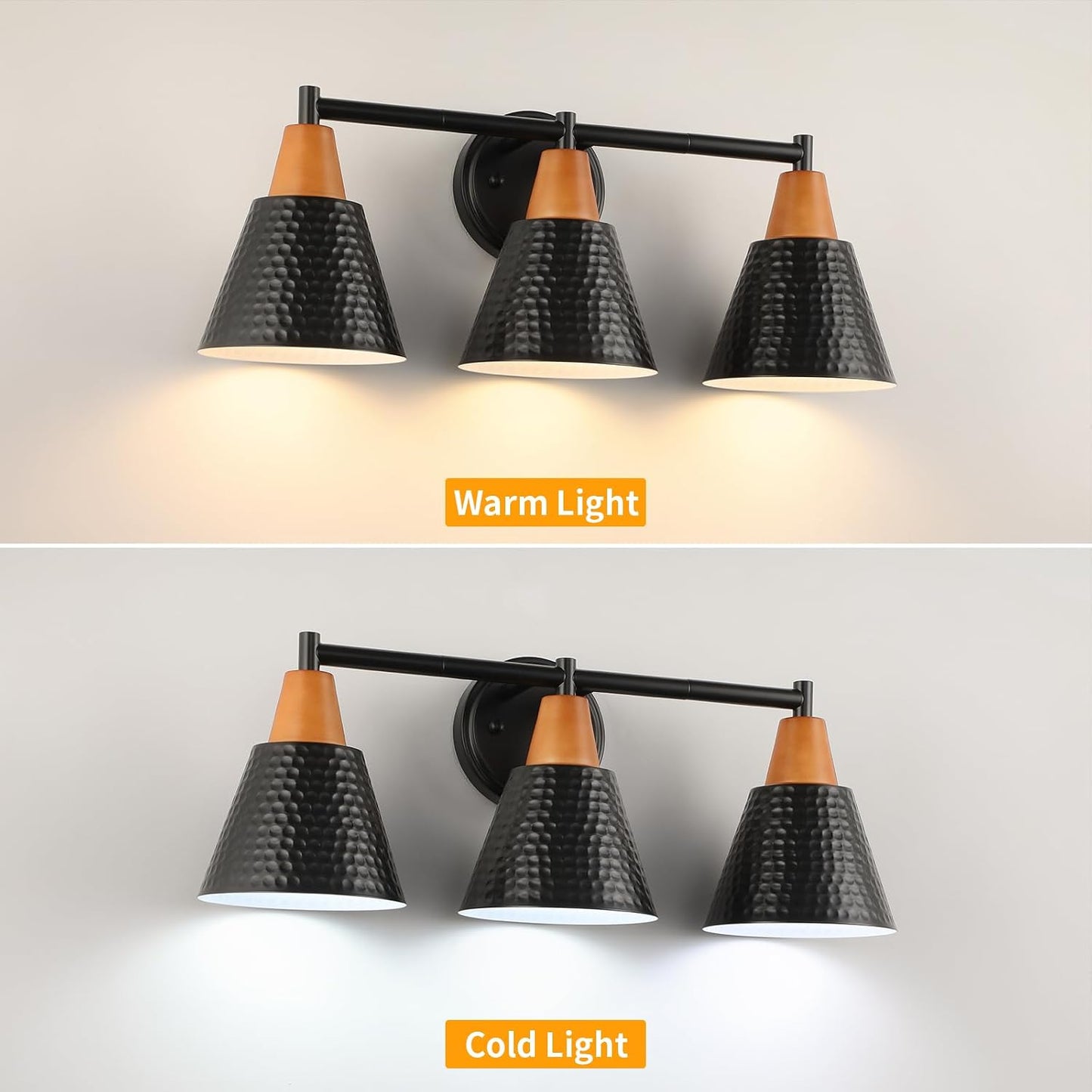 Luz de tocador negra 3 luces industrial vintage