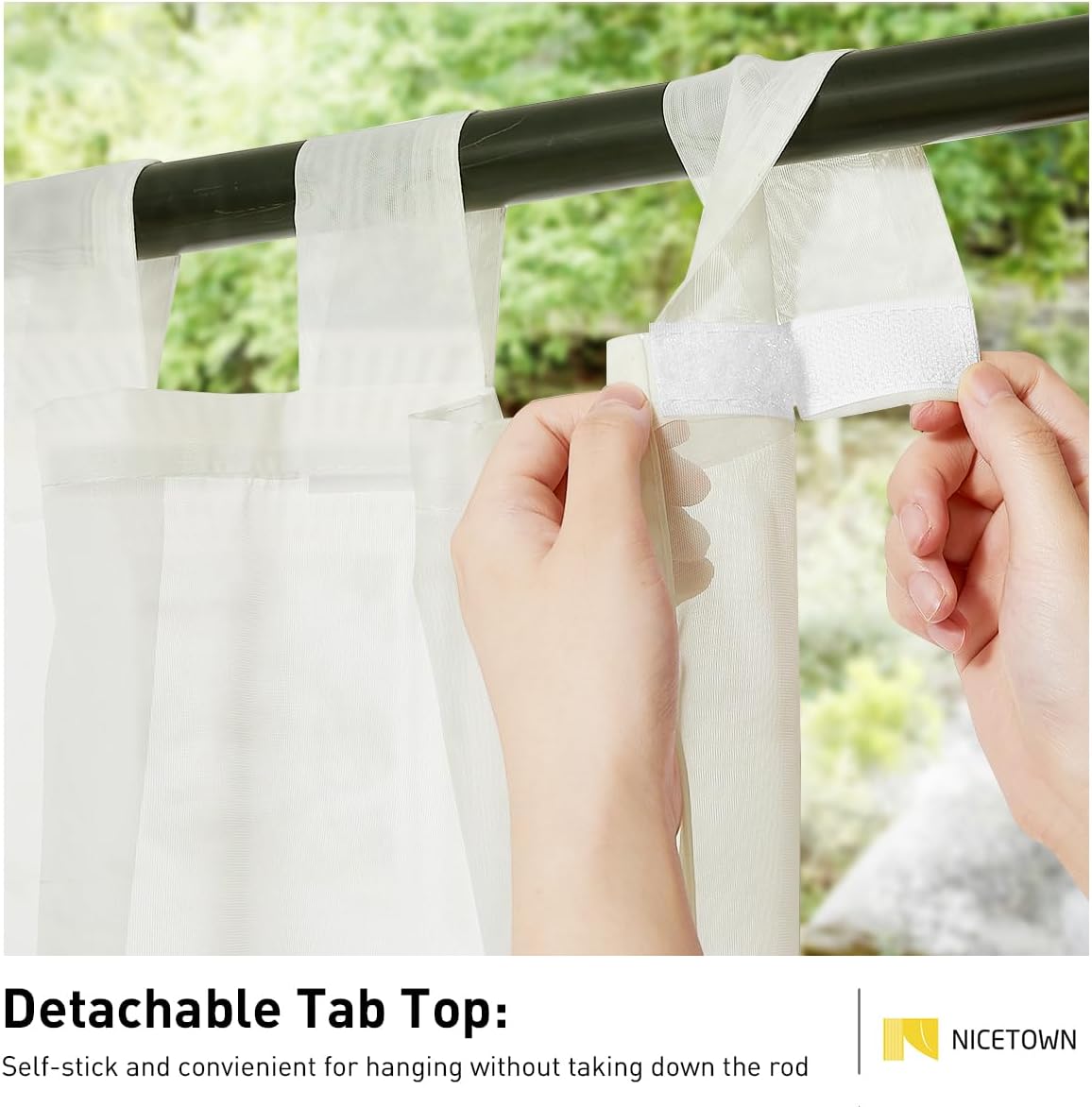 2 Cortinas gasa transparente con pestaña autoadhesiva