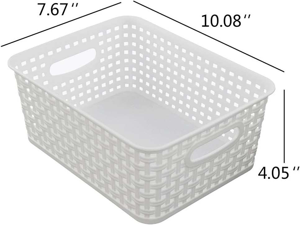 Cestas de Plástico Blanco para Almacenamiento en Pack de 4