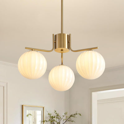 Lámpara techo Sputnik Globe 3 luces cristal blanco isla cocina