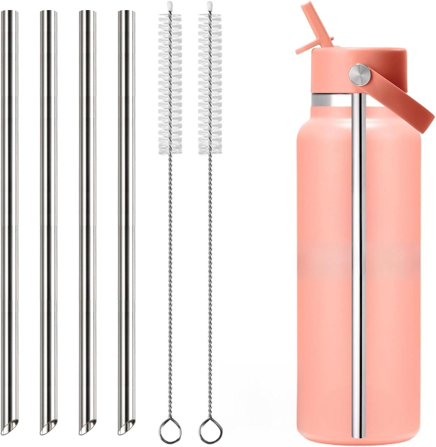 Popotes de metal para botella ancha con cepillos de acero inoxidable