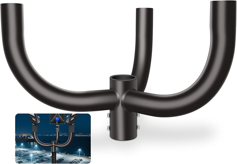Soporte ajustable para 3 luces estacionamiento poste redondo