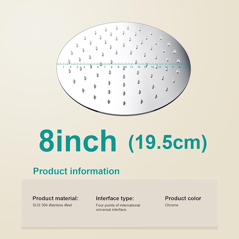 Cabezal ducha lluvia acero inox cromo alto flujo