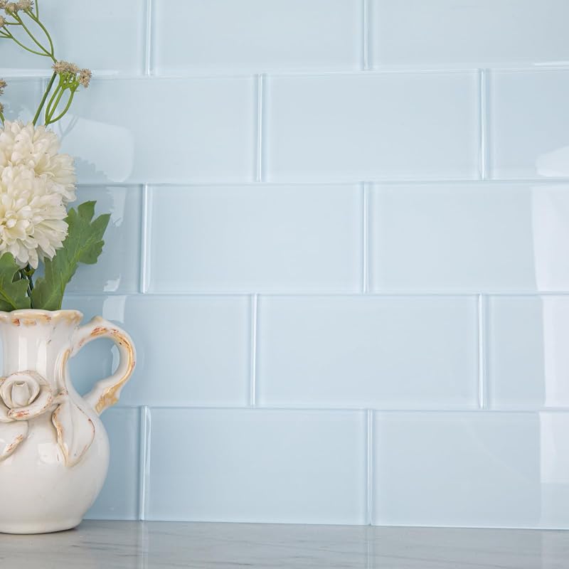 Azulejo vidrio azul claro 3x6" 4ft2 pack 32