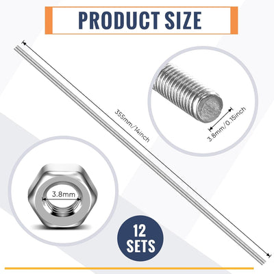 Varillas roscadas 8/32 pulg 4mm con tuercas hex acero inox