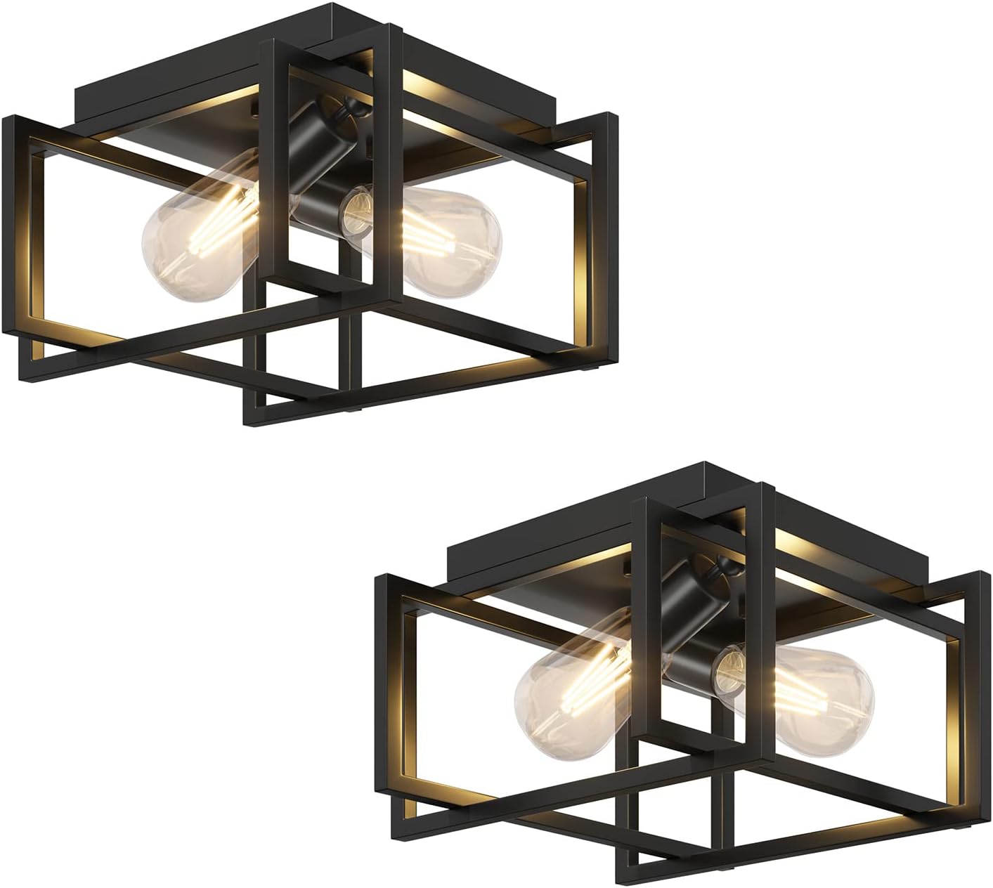 2 Lámparas Metal Negro Modernas E26 Regulables