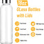 12 Botellas Vidrio 18oz con Tapas Reutiliz.