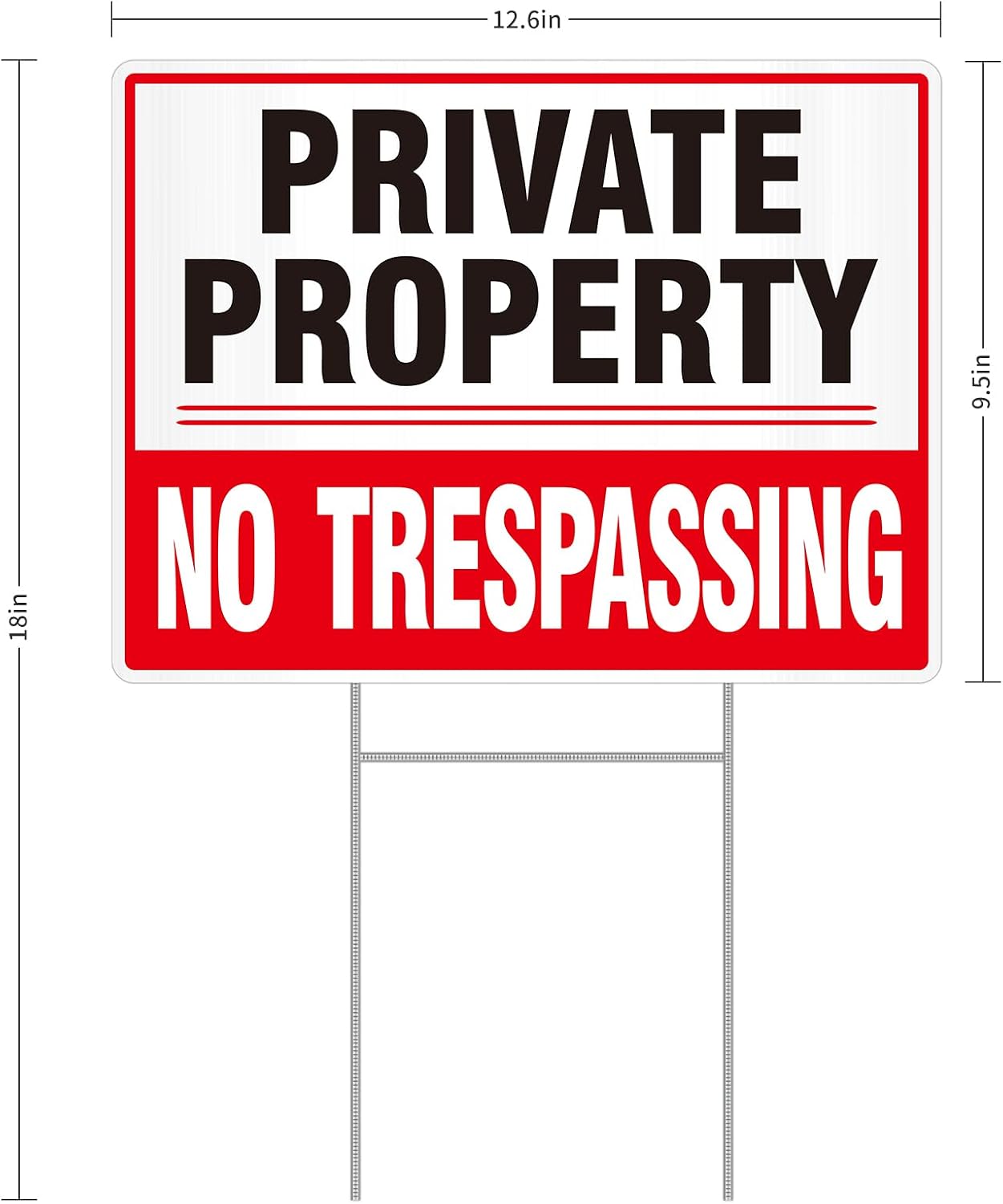 2 Carteles No Trespassing 12.6x9.5" Plástico Corrugado