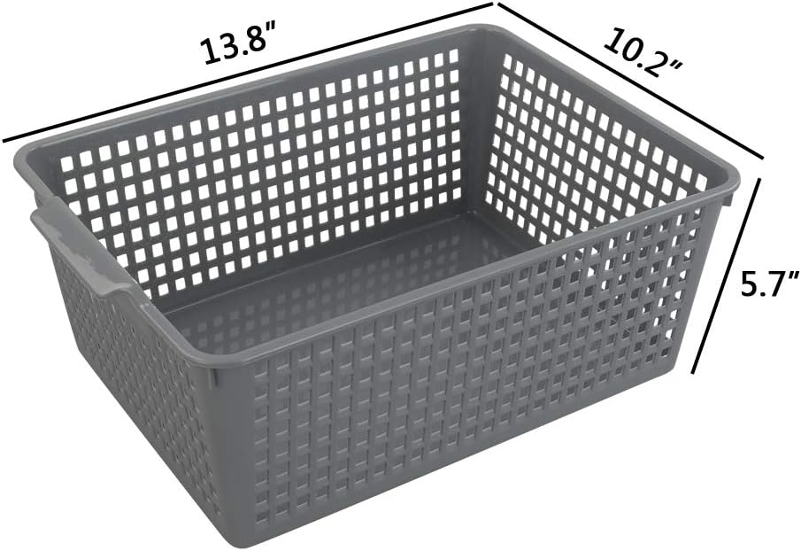 3 Pzas Cesta Almacenamiento Plástico Multiusos Gris