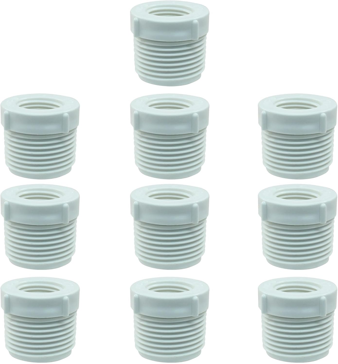 10 Bujes Reductores PVC 1x1/2 pulg color blanco