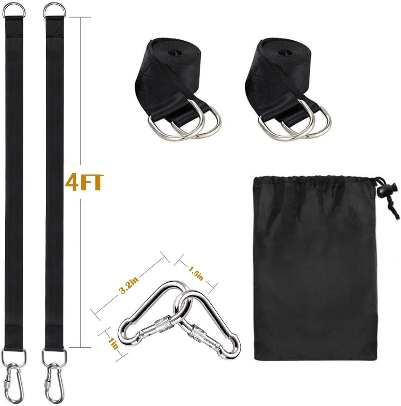 Kit correas colgantes para columpio 4ft 2000lb negro