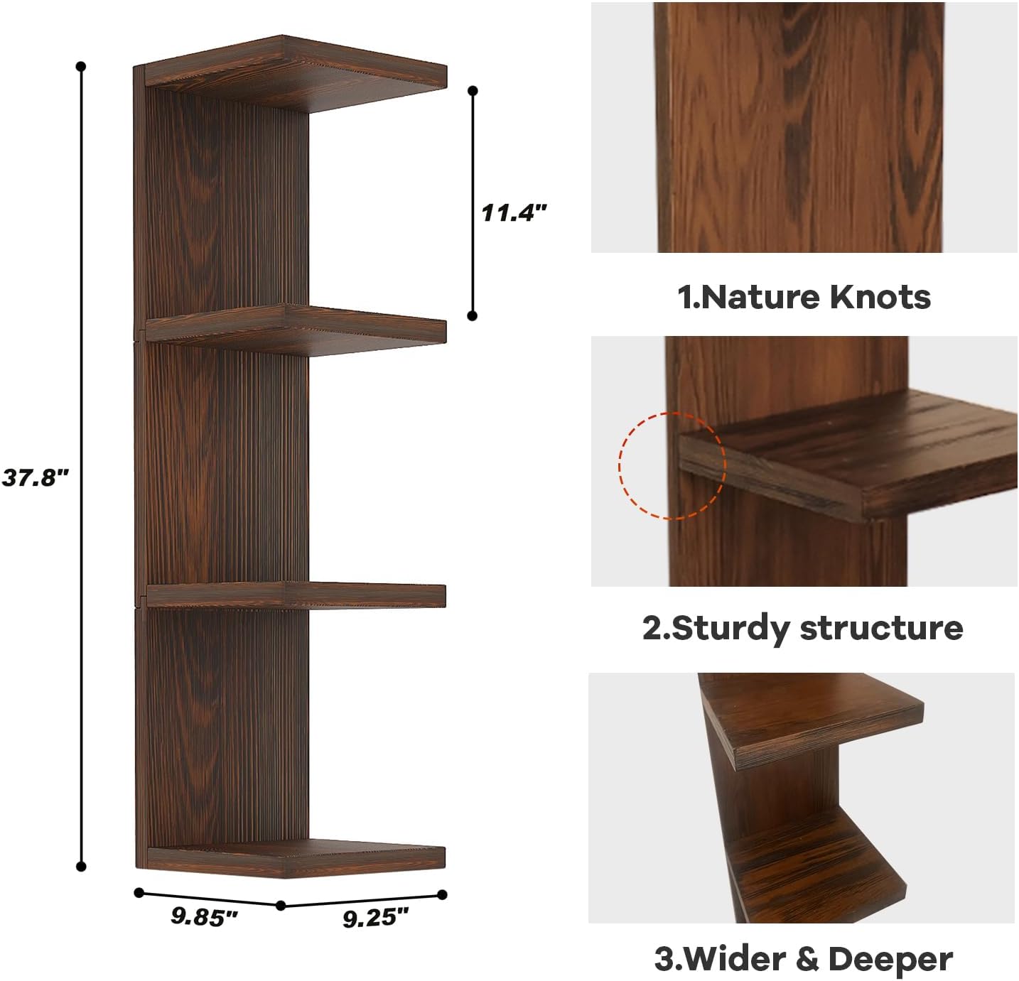 Estantería rústica de madera 4 niveles para hogar