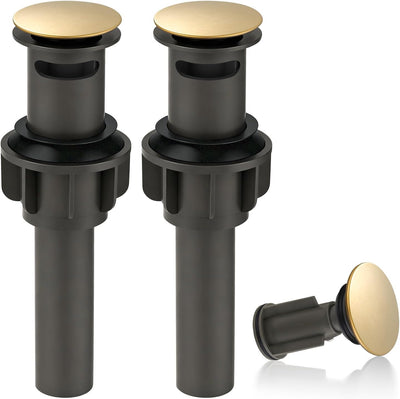 Desagüe baño con rebosadero pack 2 tapón drenaje oro cepillado