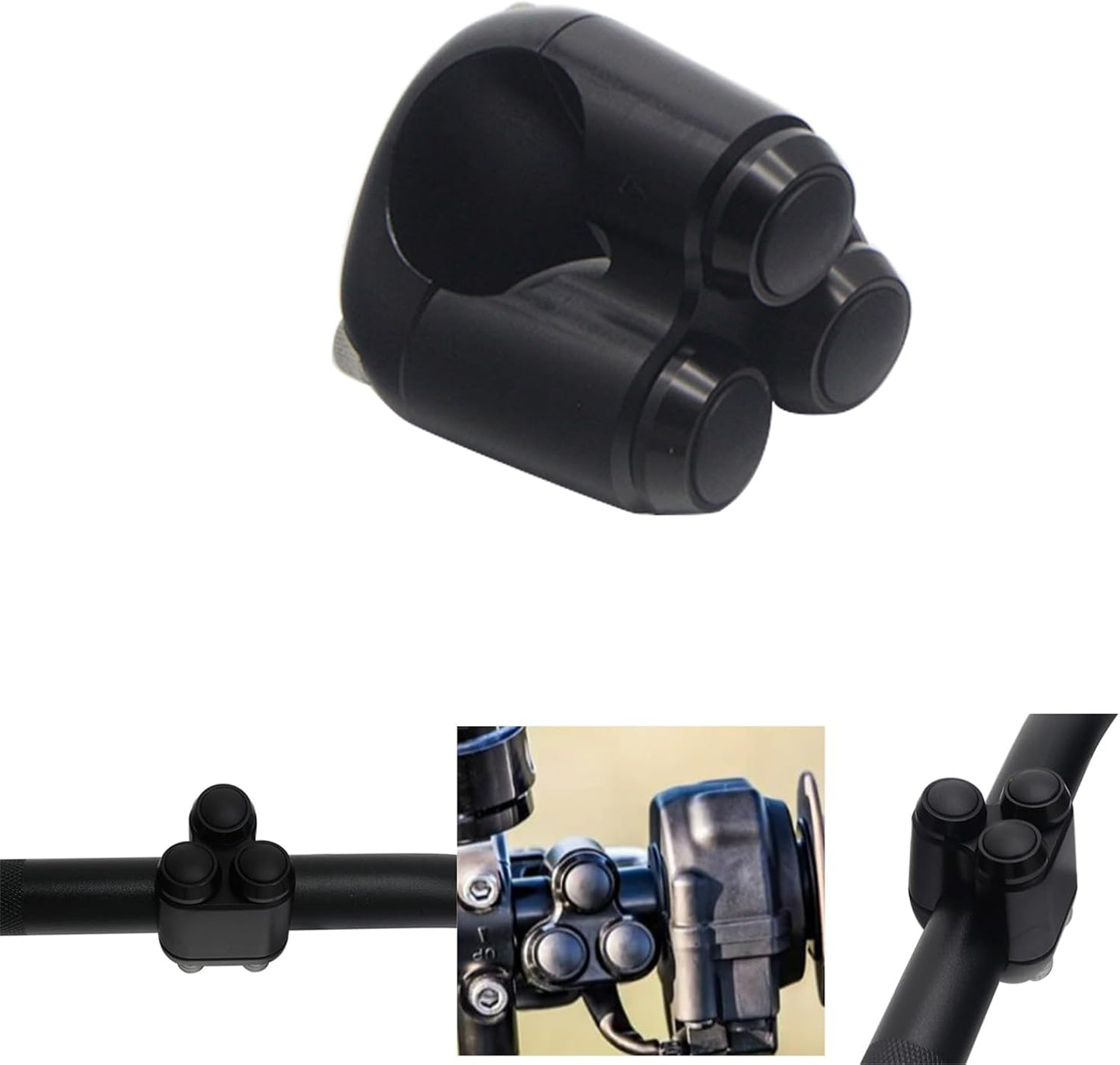 Interruptor manual 3 botones universal 7/8" Negro