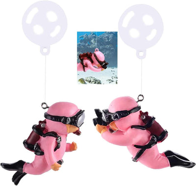 2 Decoraciones Acuario Buceador Bola Flotante Rosa