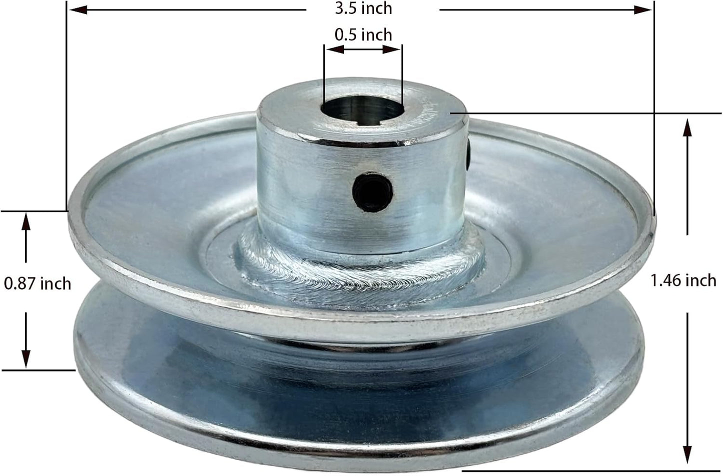 Polea correa V 3.5" OD 1/2" acero carbono para A B 5L 4L