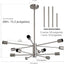 Lámpara araña Sputnik 12 luces níquel comedor ajustable