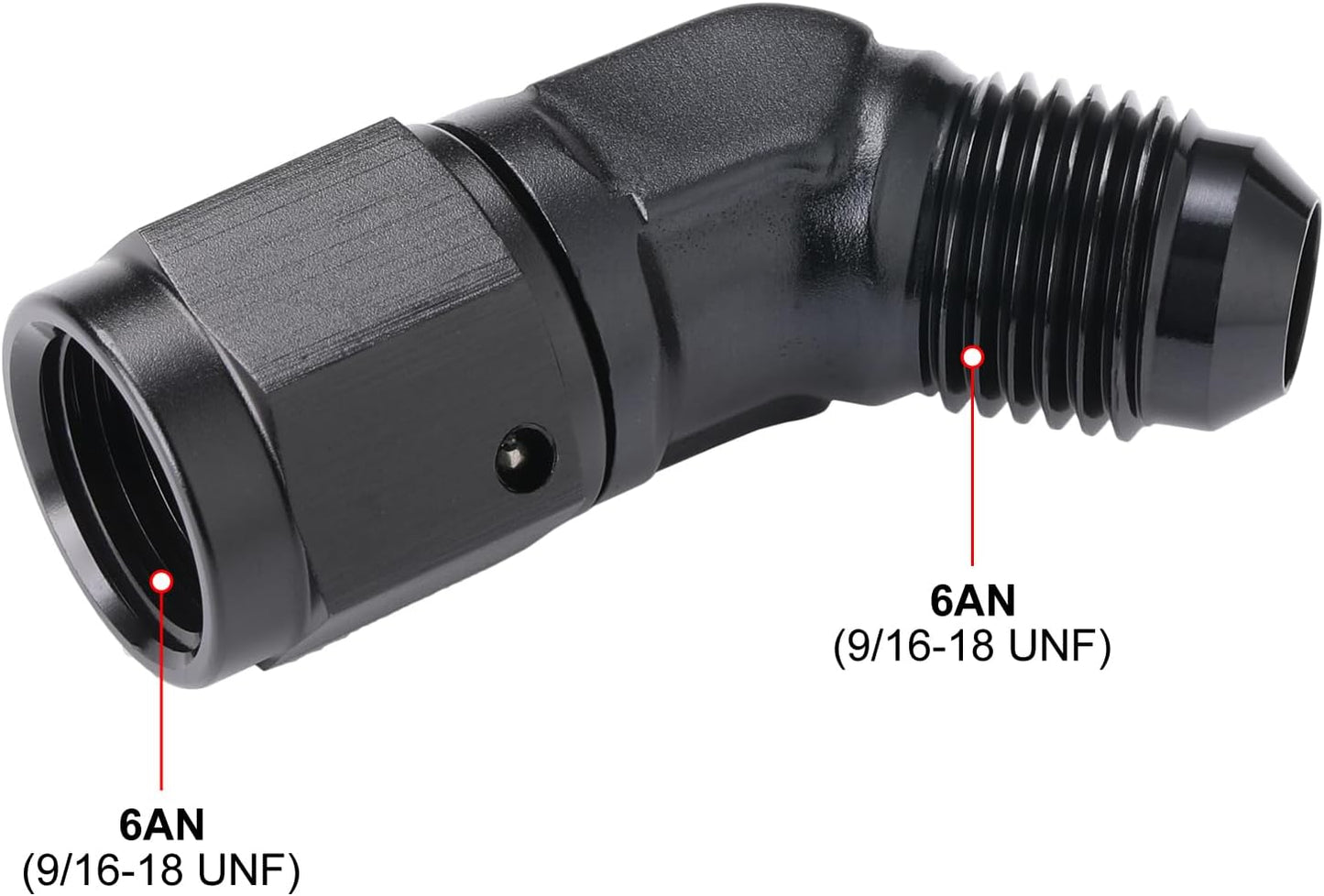 Adaptador 6AN hembra a macho codo giratorio aluminio negro