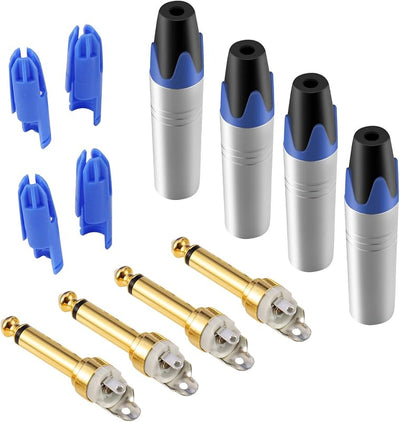 Enchufe mono 1/4pulg repuesto soldadura TS conector audio oro 24k