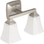 Accesorio baño doble con 2 luces vidrio esmerilado níquel