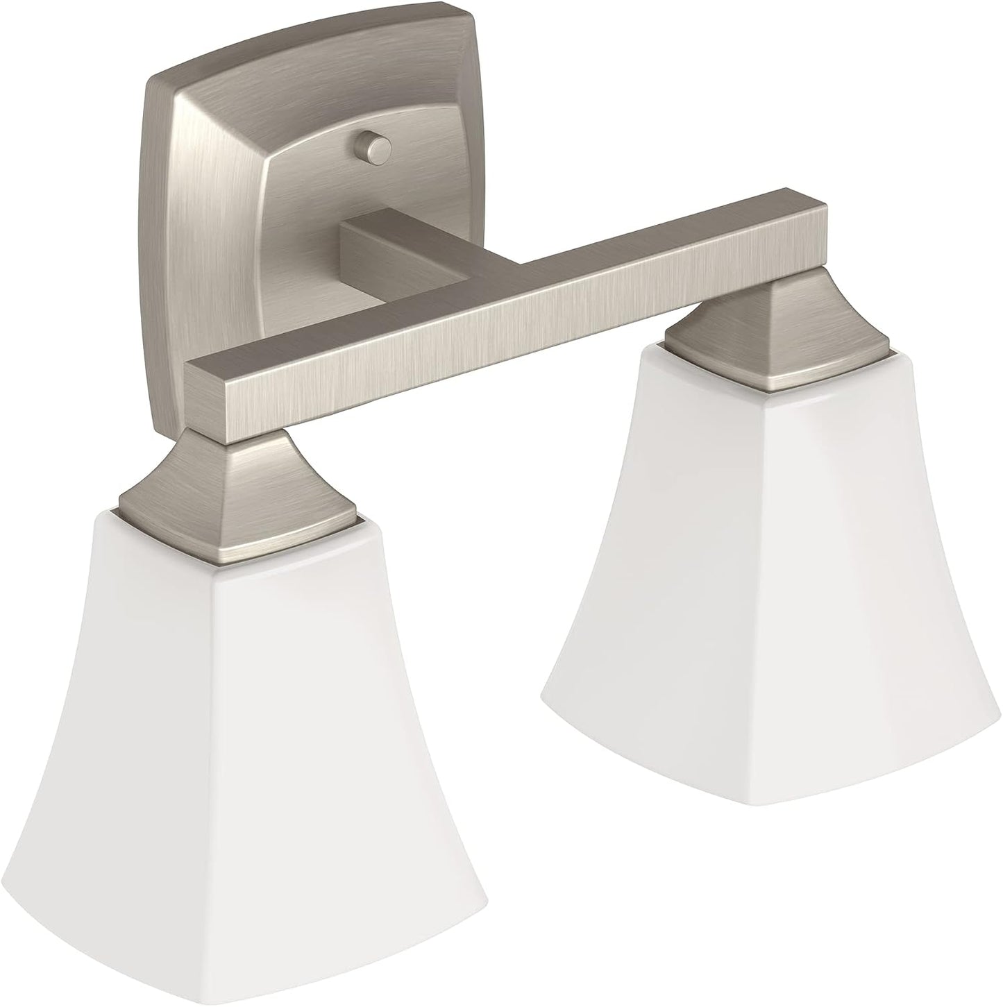 Accesorio baño doble con 2 luces vidrio esmerilado níquel