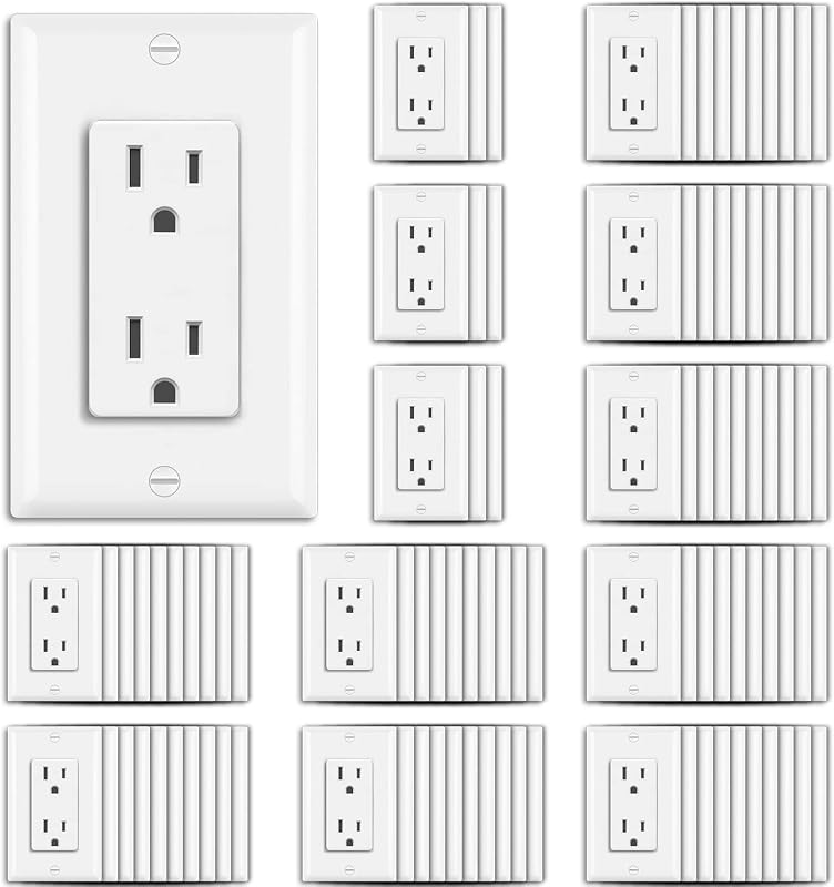 Toma corriente decorativa pared 15A 125V 100 pzas blanco