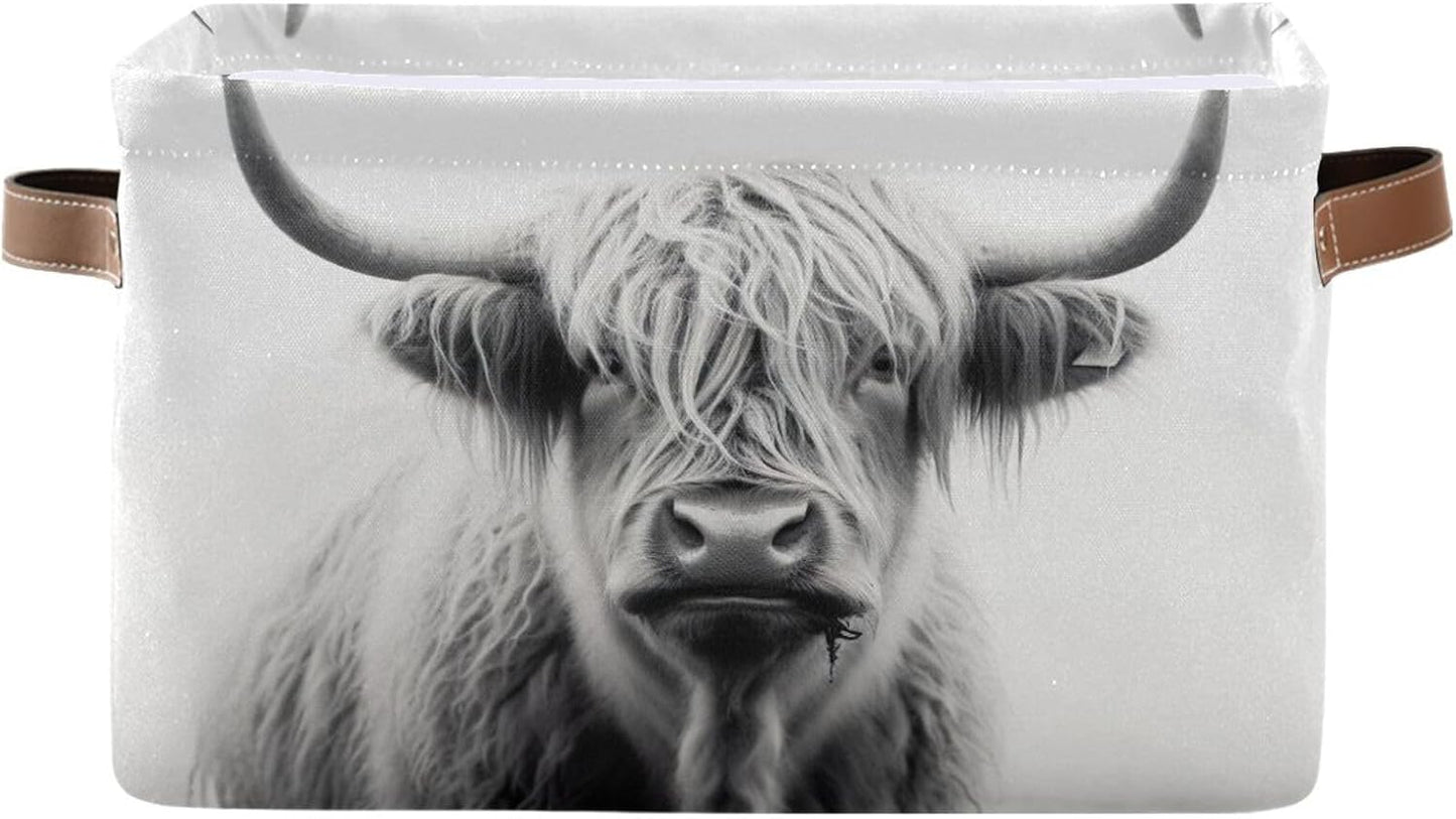 Cesta almacenamiento vacas altas con asas plegable sala estar
