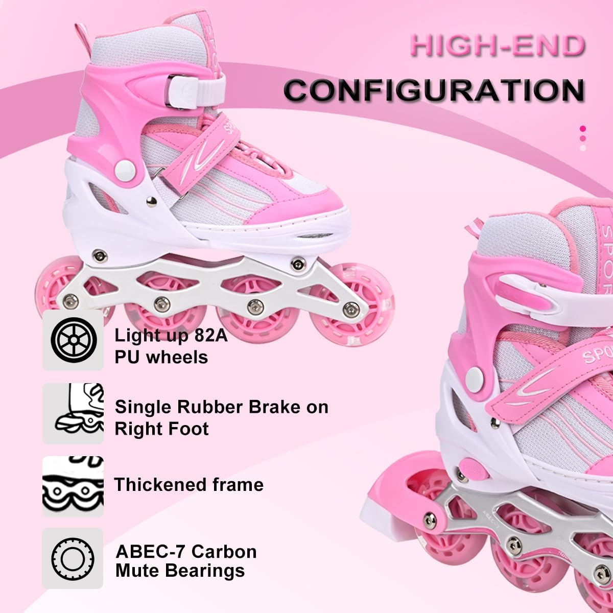 Patines Inline para Niñas con Luces 4x4.5"
