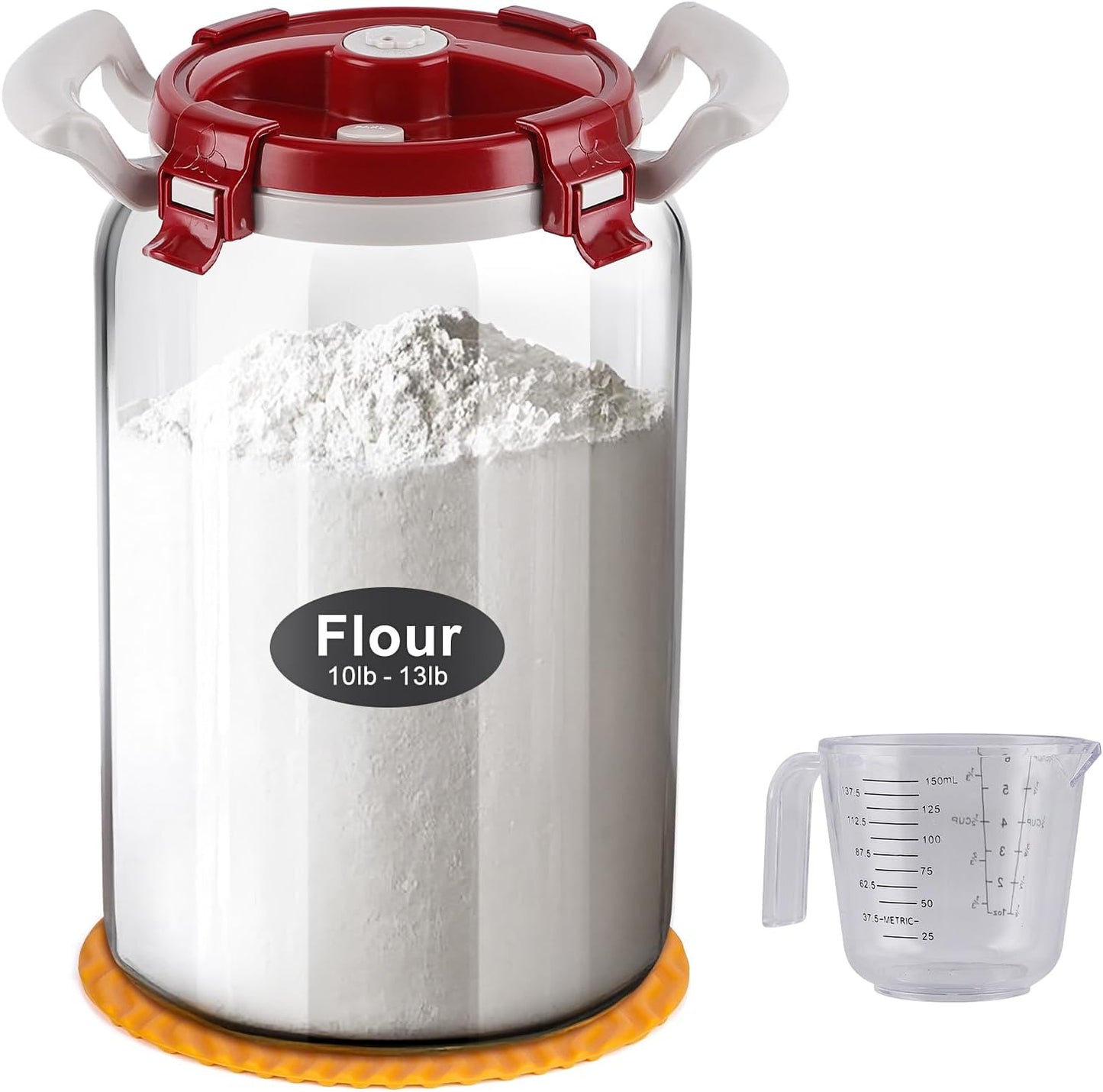 Recipiente vidrio 2.5gal con tapa hermética asa