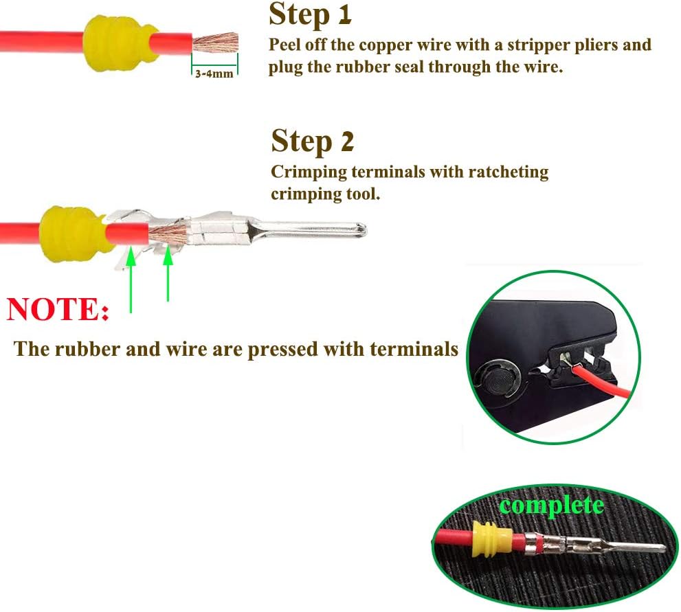 Kit conectores 2 pines impermeables para auto camión barco