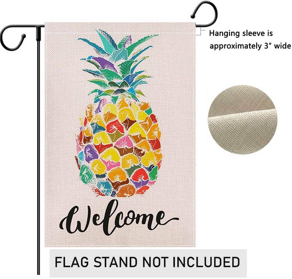 Bandera bienvenida piña 28x40" doble cara decoración patio