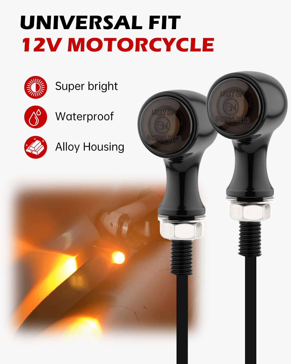 Luces LED giro redondas motocicleta negro rojo ambar universal
