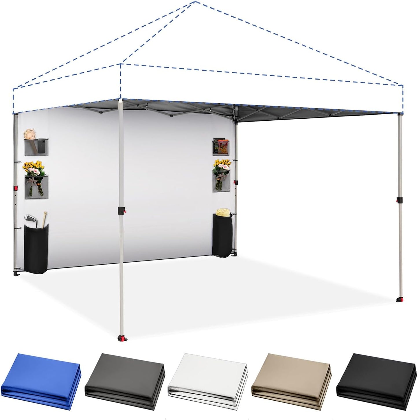 Pared toldo 10x10" 6 bolsillos plateado