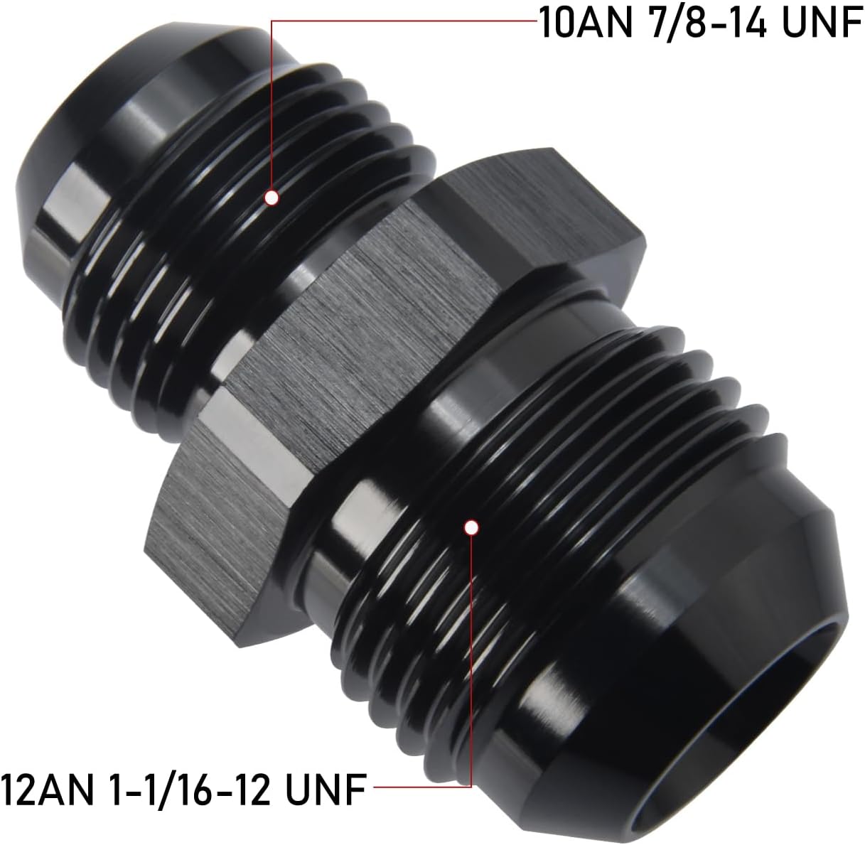 Adaptador 12AN a 10AN aluminio negro set 2