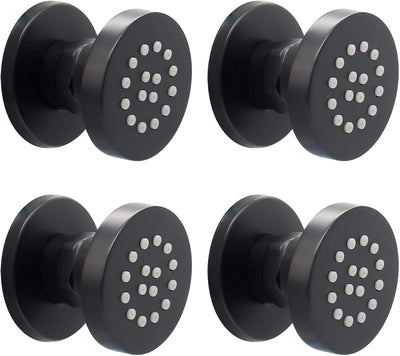 Cabezal ducha redondo latón 2" masaje spa 4pzas negro mate