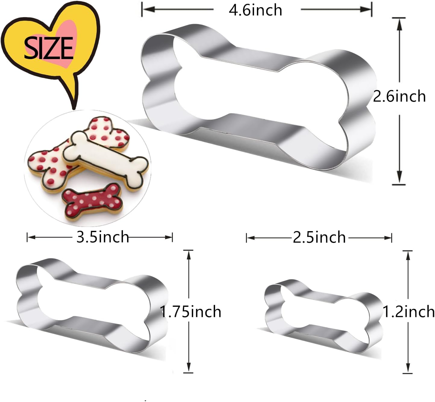 Set cortadores galletas hueso perro acero inox