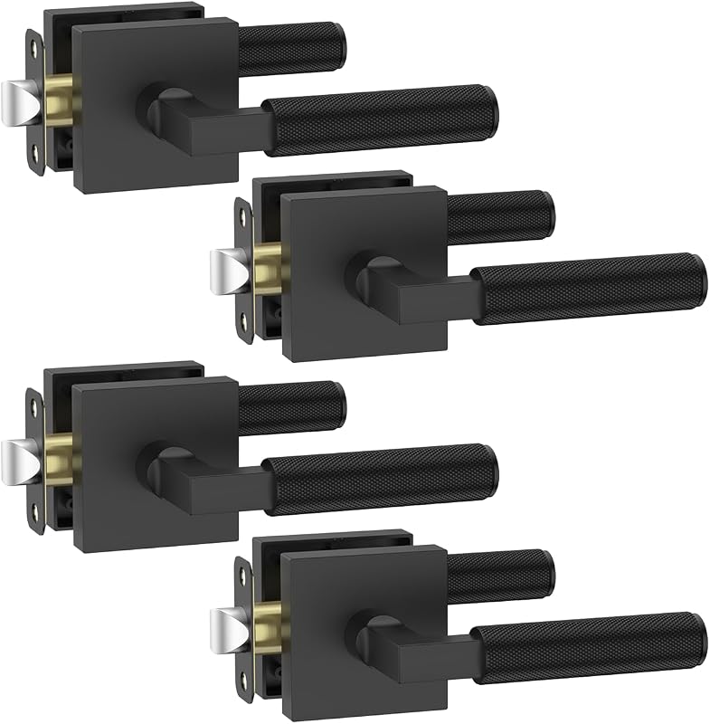 4 Manijas Puerta Interior Negro Palanca Dormitorio Baño
