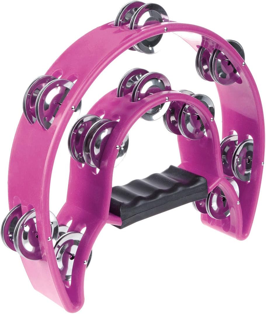Pandereta doble fila metal Jingles ergonómico morado
