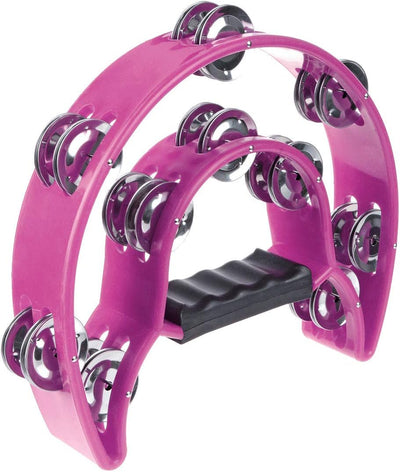 Pandereta doble fila metal Jingles ergonómico morado