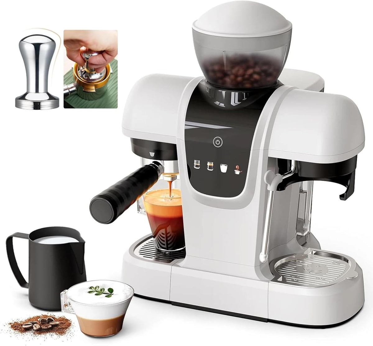 Cafetera Espresso Semiautomática 20 Bar Molinillo Varilla