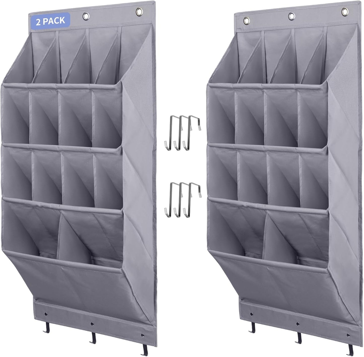 Pack 2 organizadores zapatos puerta 24 bolsillos 6 ganchos