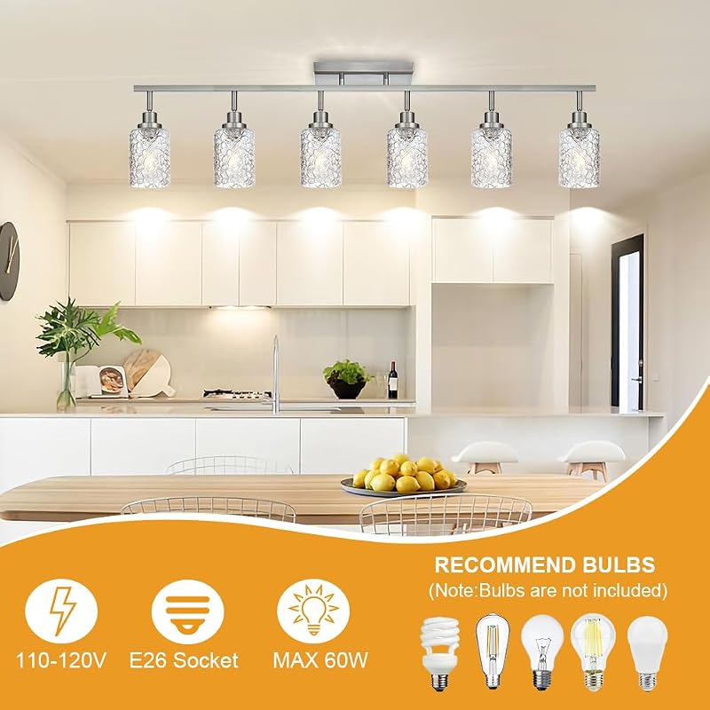 Kit 6 luces baño con cabezal giratorio níquel cepillado