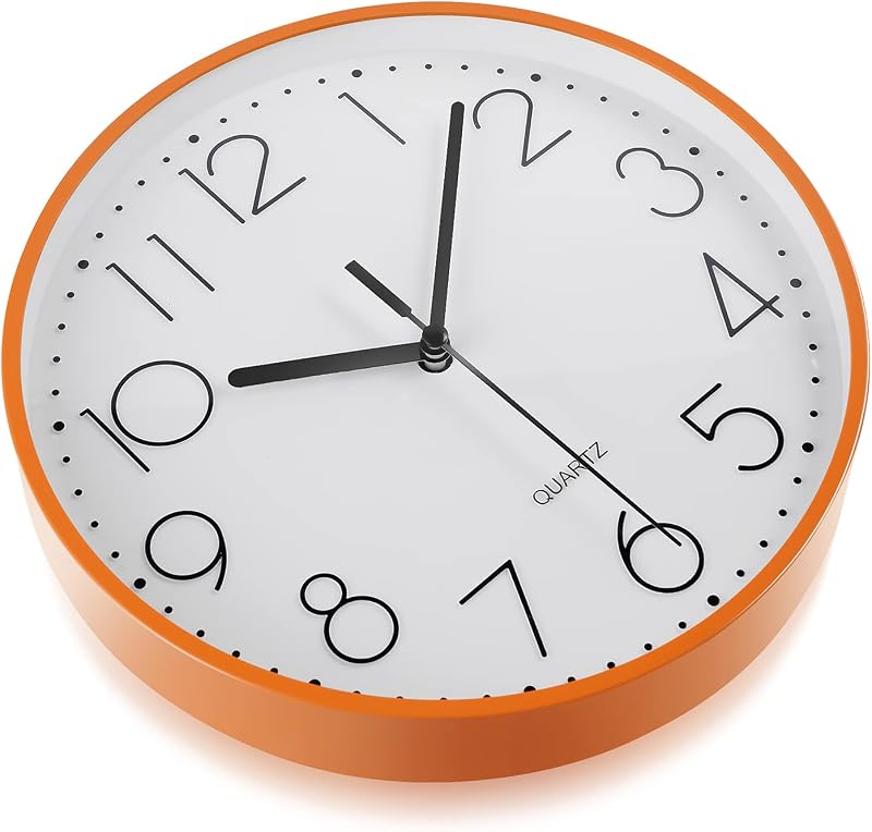 Reloj pared redondo 9pulg números arábigos color naranja