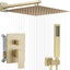 Grifo ducha 16" sistema lluvia pared metal oro cepillado