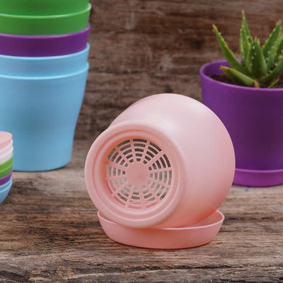 10 Macetas Plástico para Plantas Interior con Palet