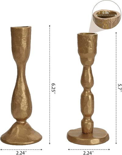 Portavelas hierro forjado latón set 2 candelabros
