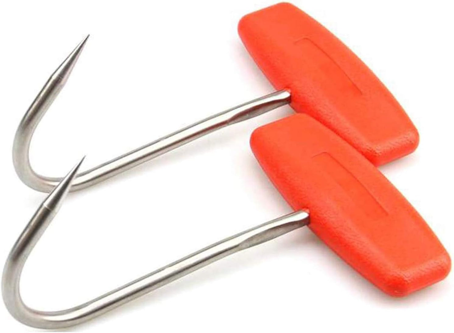 2 Ganchos Carne Forma T Acero Inox 6" Kit Carnicería Naranja