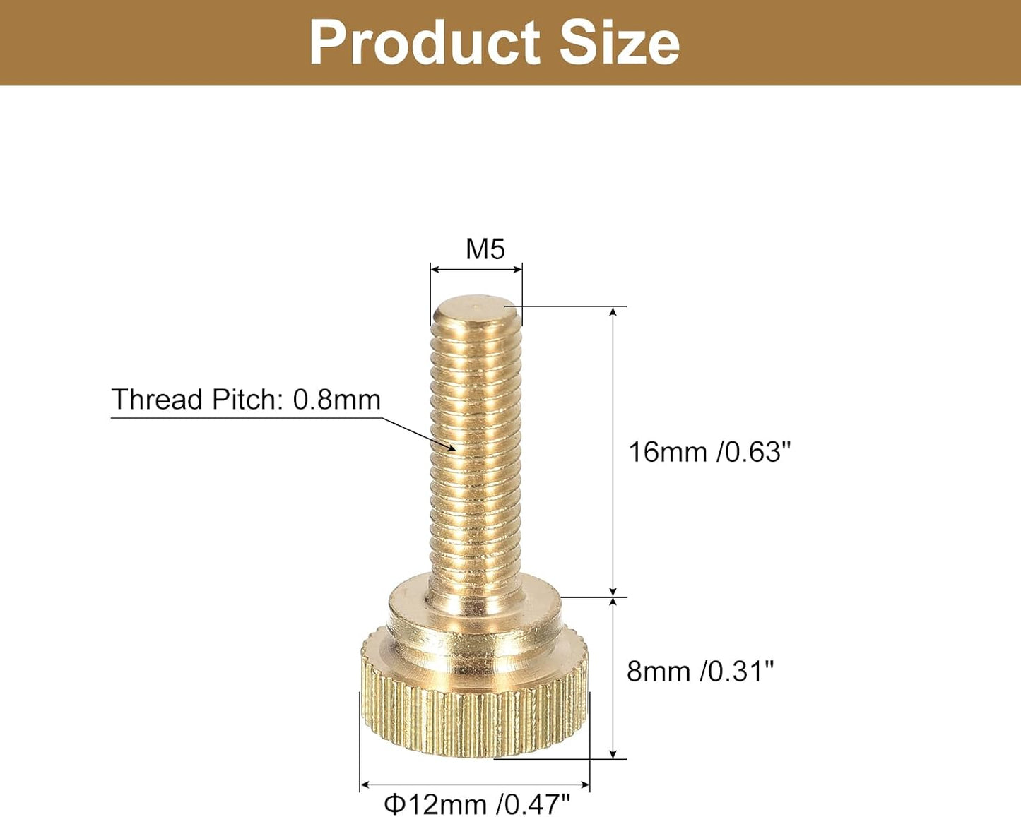 Tornillos moleteados M5x16mm de latón con pomos de agarre