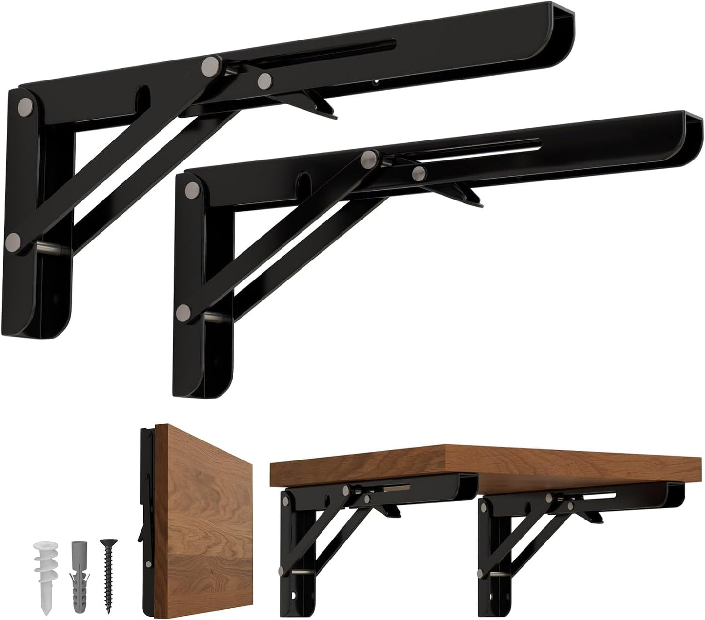 Soportes plegables pared 25cm paquete 2 ahorrar espacio